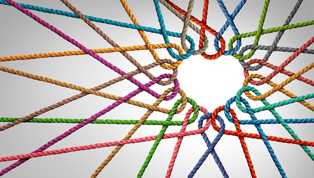 Unity,and,love,partnership,as,ropes,shaped,as,a,heart